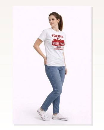 Türkiye Baskılı Tişört Ay Yıldız 2026 Dünya Kupası Taraftar Forma T-shirt Beyaz