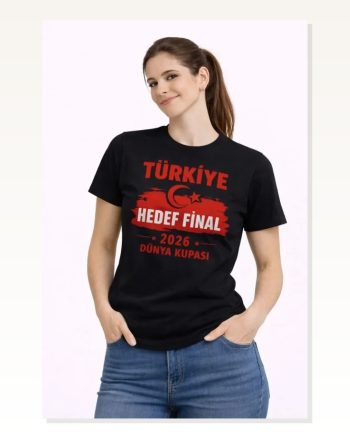 Türkiye Baskılı Tişört Ay Yıldız 2026 Dünya Kupası Taraftar Forma T-shirt Siyah