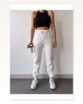 Üç İplik Basic Lastikli Eşofman Pantolon Beyaz