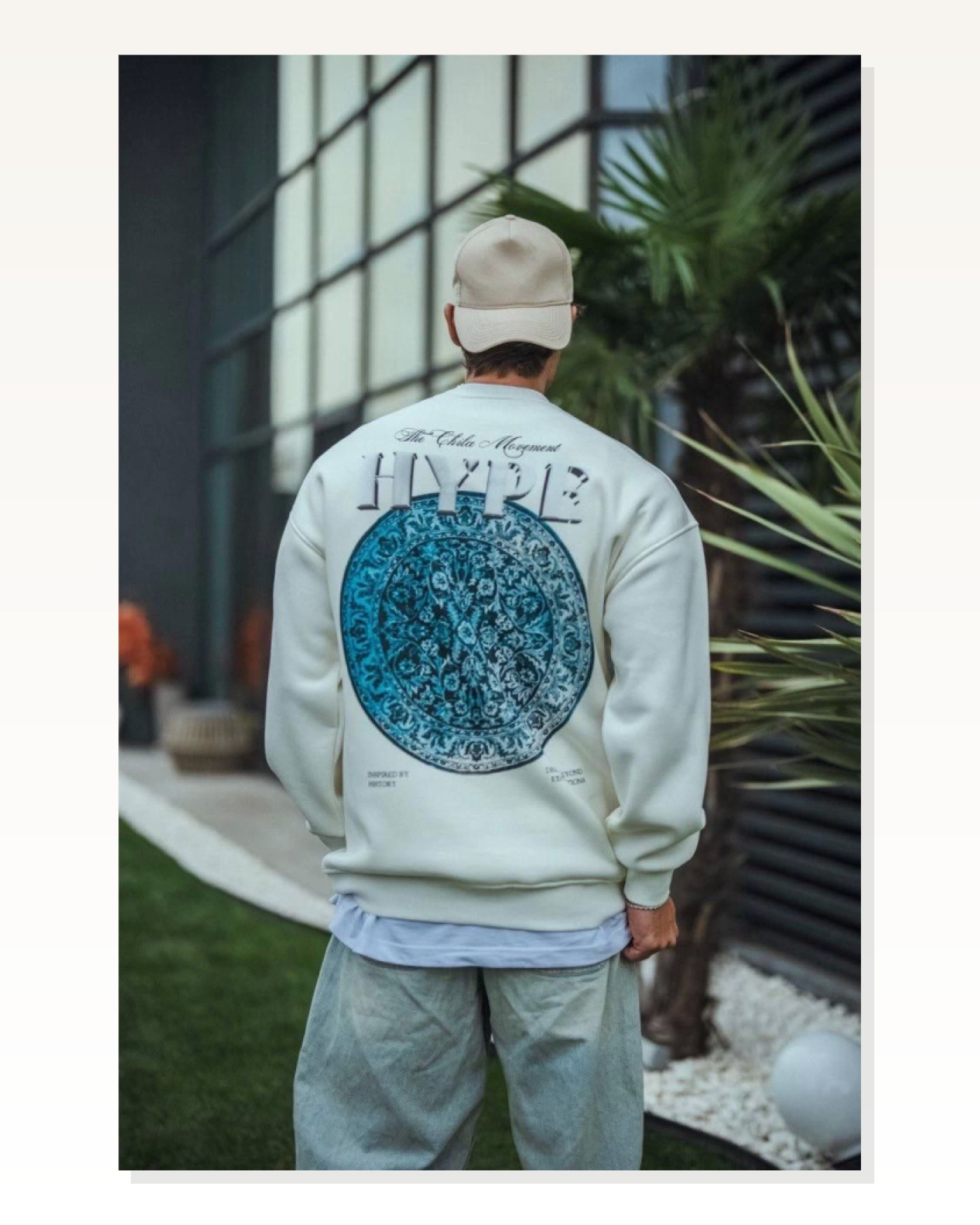 Baskılı Kadın Günlük Stil Beyaz Üç İplik Bisiklet Yaka Sweatshirt Marketplace blank