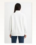 Kadın Günlük Stil Beyaz Üç İplik Dık Yaka Yarım Fermuarlı Sweatshirt Marketplace