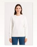 Kadın Günlük Stil Beyaz Üç İplik Düz Bisiklet Yaka Sweatshirt