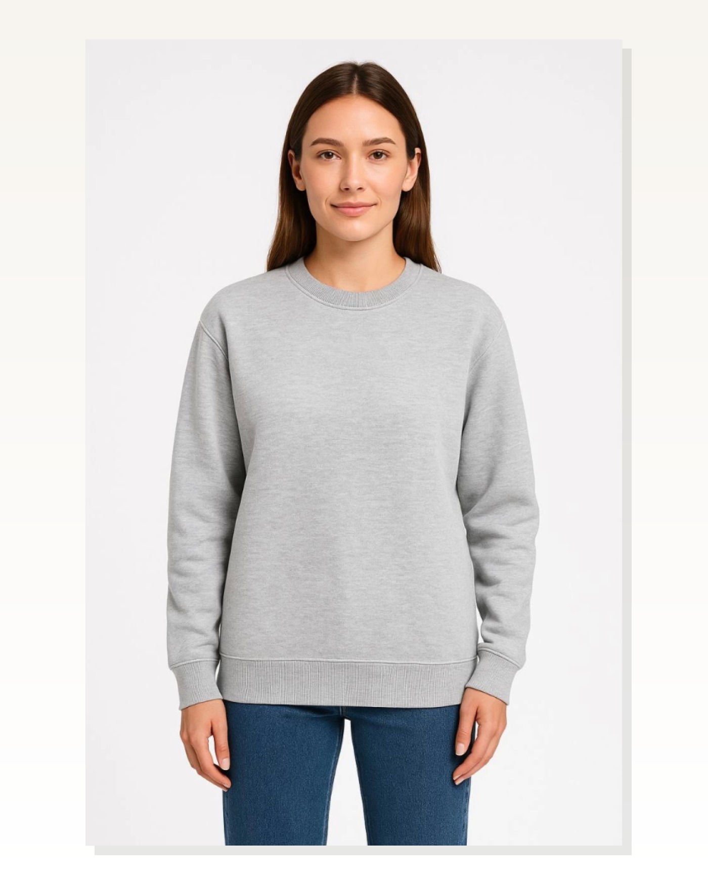 Kadın Günlük Stil Gri Üç İplik Düz Bisiklet Yaka Sweatshirt Marketplace blank