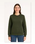 Kadın Günlük Stil Haki Üç İplik Düz Bisiklet Yaka Sweatshirt