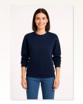 Kadın Günlük Stil Lacivert Üç İplik Düz Bisiklet Yaka Sweatshirt Marketplace