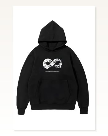 Kadın Sokak Stili Siyah Üç İplik Kapüşonlu 10 Kasıma Özel Sweatshirt