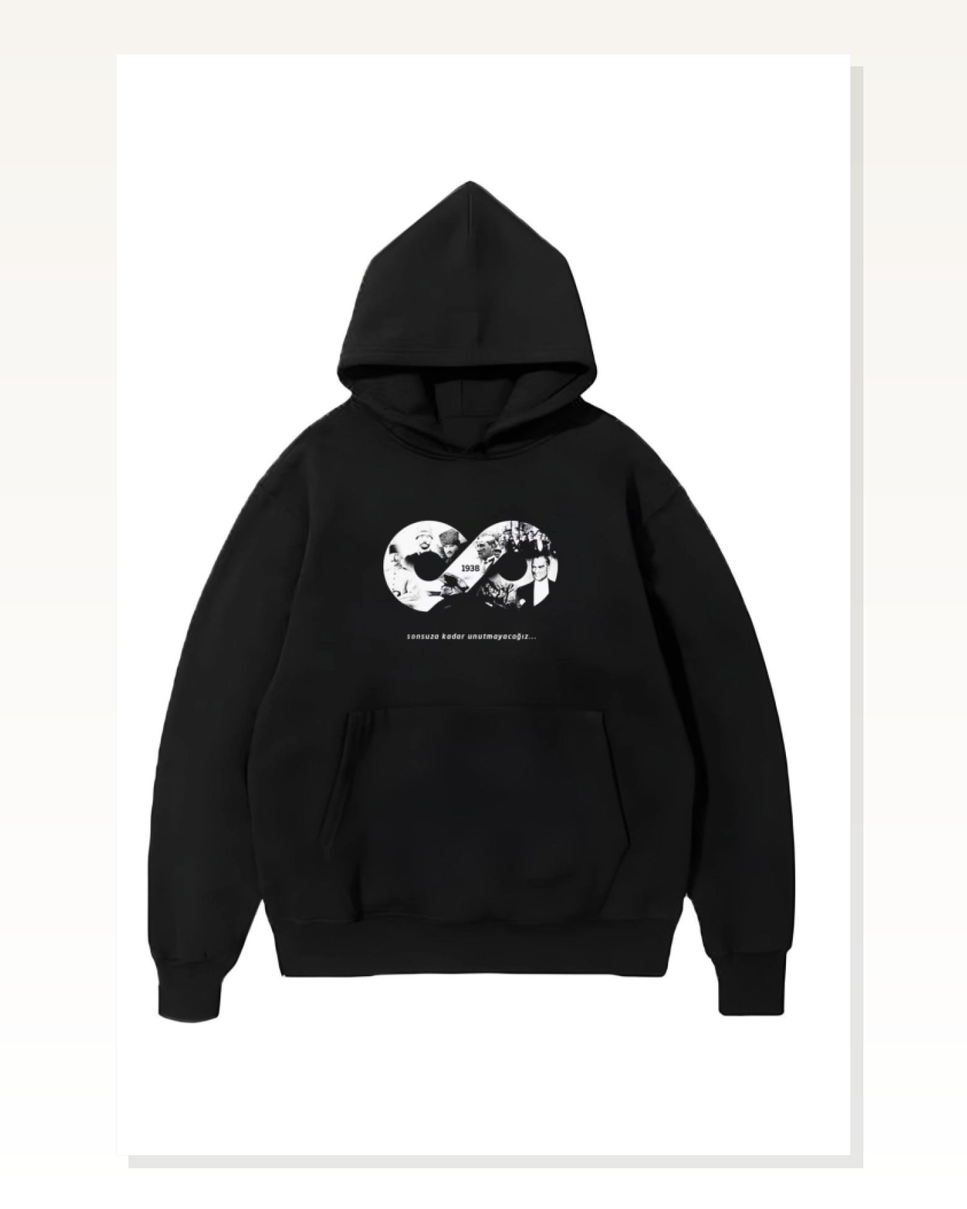Kadın Sokak Stili Siyah Üç İplik Kapüşonlu 10 Kasıma Özel Sweatshirt Marketplace blank