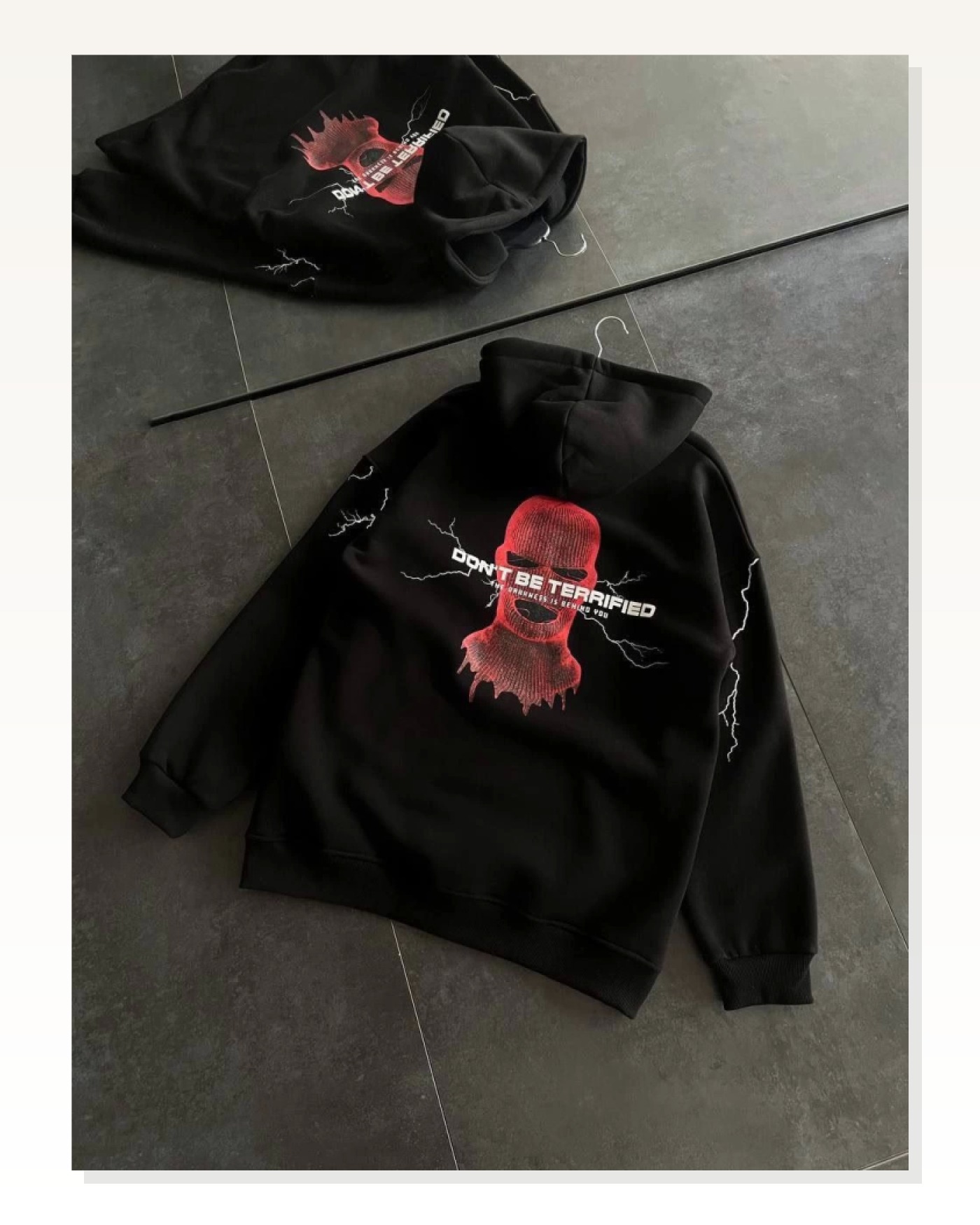 Siyah Oversize Sweatshirt Baskılı Kadın Sokak Stili Üç İplik Kapüşonlu Marketplace blank