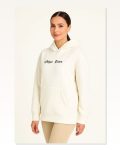 Arka Baskılı Kadın Sokak Stili Üç İplik Kapüşonlu ön Ve Hoodie- Beyaz Sweatshirt Marketplace