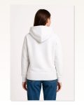 Kadın Sokak Stili Beyaz Üç İplik Kapüşonlu Kanguru Çepli Hoodie Sweatshirt