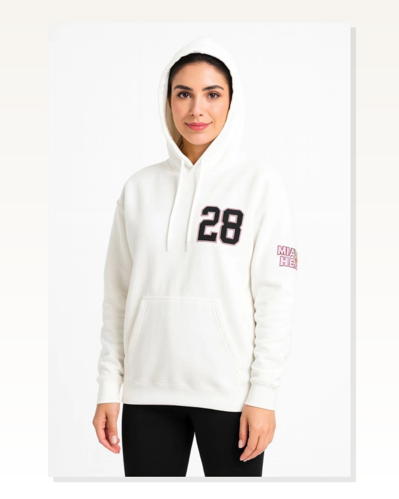 Arka Baskılı Kadın Sokak Stili Beyaz Üç İplik Kapüşonlu Ön Ve Hoodie Sweatshirt Marketplace blank