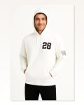 Kadın Arka Baskılı Sokak Stili Beyaz Üç İplik Kapüşonlu Ön ve Hoodie Sweatshirt
