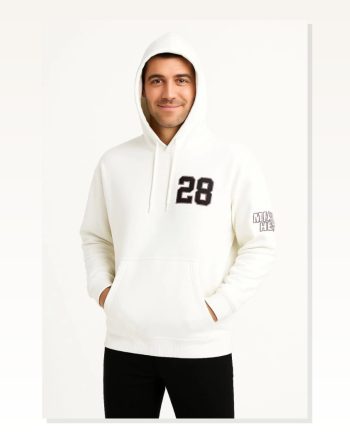 Kadın Arka Baskılı Sokak Stili Beyaz Üç İplik Kapüşonlu Ön ve Hoodie Sweatshirt