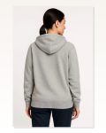 Kadın Sokak Stili Gri Üç İplik Kapüşonlu Tam Fermuarlı Kanguru Çepli Hoodie Sweatshirt