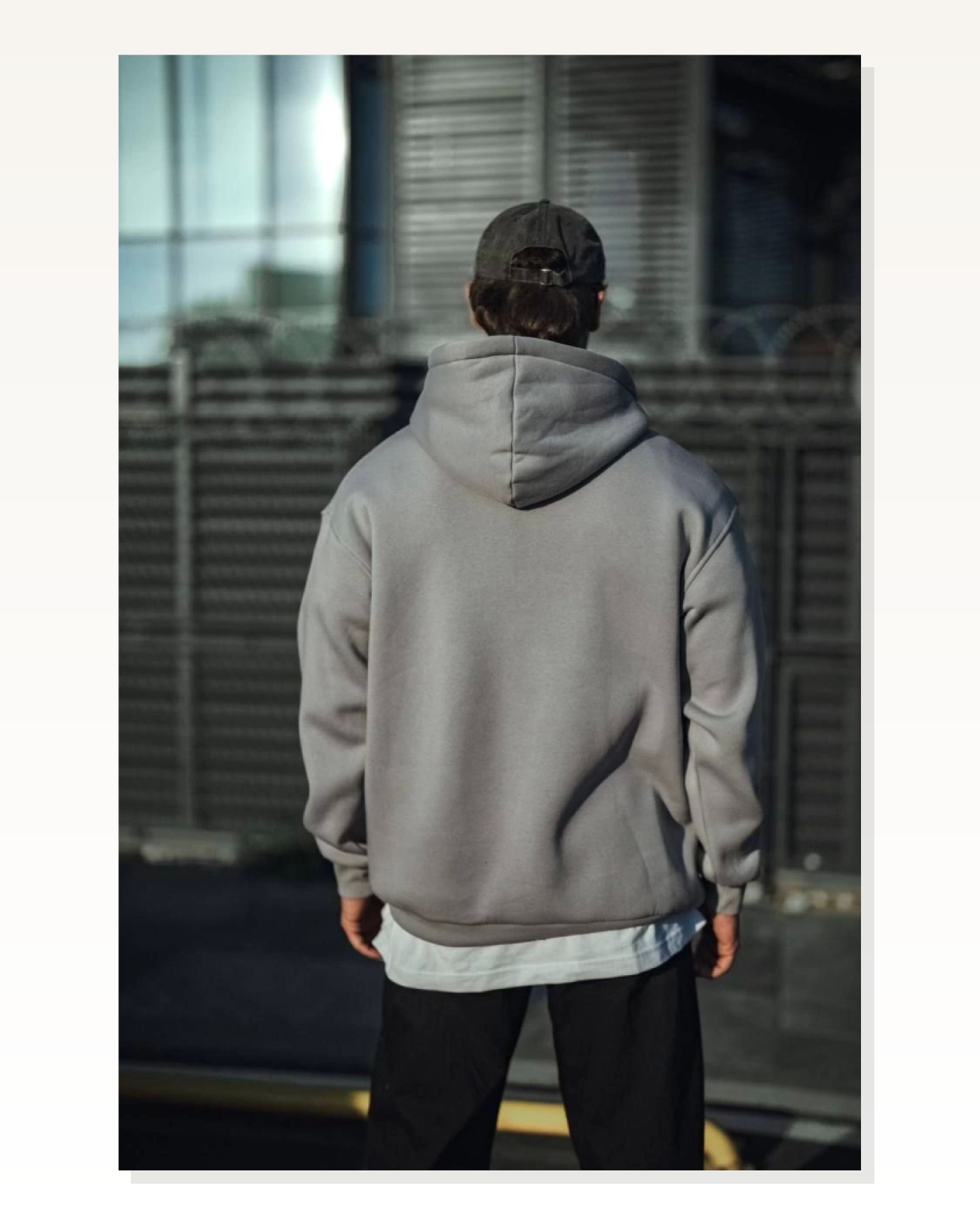 Kadın Sokak Stili Boyalı Gri Üç İplik Penye Kapüşonlu Basic Sweatshirt Marketplace blank