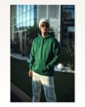 Kadın Sokak Stili Haki Üç İplik Penye Kapüşonlu Basic Sweatshirt Marketplace