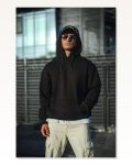 Üç İplik Penye Kapşonlu Basic Sweatshirt Siyah