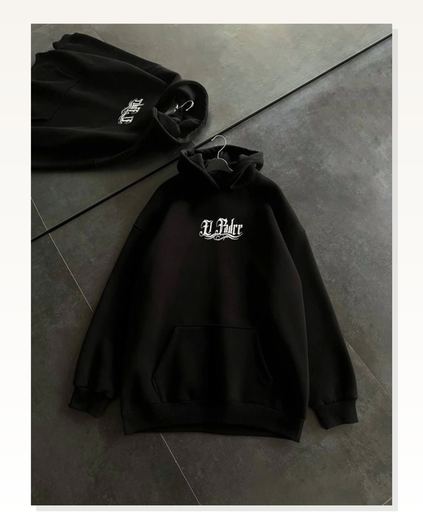 Baskılı Kadın Günlük Stil Siyah Üç İplik Penye Uzun Kol Kapüşonlu Sweatshirt Marketplace blank