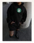 Kadın Günlük Stil Siyah Üç İplik Penye Uzun Kol Kapüşonlu Sweatshirt