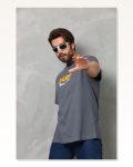 Kadın Günlük Stil Füme Rengi Basic Bisiklet Yaka Pamuklu Oversize Tişört