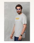 Unisex Günlük Stil Melanj Gri Basic Bisiklet Yaka Pamuklu Tişört