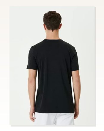 Basic Dokulu Unisex Günlük Stil Gece Siyahı Bisiklet Yaka Regular Tişört