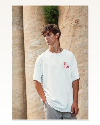 Unisex Günlük Stil Kar Beyazı Saf Pamuk Pamuklu Oversize Tişört