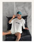 Grafik Baskılı Unisex Günlük Stil Tipografi Beyaz Pamuklu Oversize Tişört Marketplace