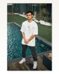 Baskılı Unisex Günlük Stil Soyut Figür Beyaz Pamuklu Oversize Tişört