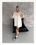 Modern Sanat Baskılı Unisex Beyaz Pamuklu Oversize Tişört Marketplace