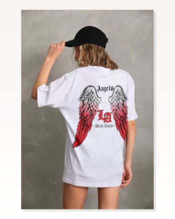 Baskılı Unisex Günlük Stil Vintage Beyaz Pamuklu Oversize Tişört