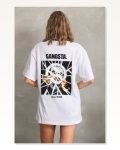 Grafik Baskılı Unisex Retro Beyaz Pamuklu Oversize Tişört Marketplace