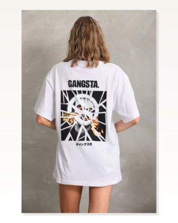 Grafik Baskılı Unisex Retro Beyaz Pamuklu Oversize Tişört