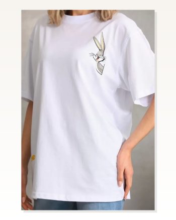 Baskılı Unisex Günlük Stil Tipografi Beyaz Pamuklu Oversize Tişört
