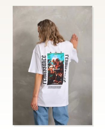 Baskılı Unisex Günlük Stil Tipografi Beyaz Pamuklu Oversize Tişört