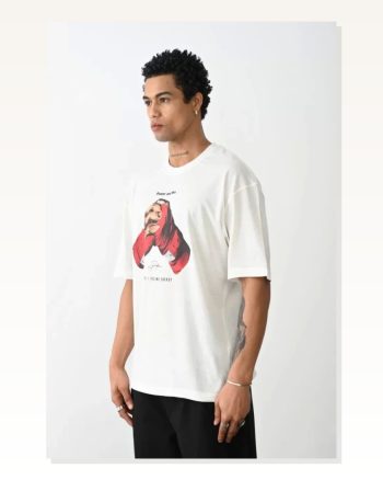 Unisex Günlük Stil Optik Beyaz Klasik Dokulu Pamuklu Oversize Tişört