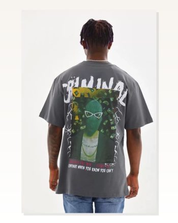 Basic Dokulu Unisex Günlük Stil Füme Rengi Pamuklu Oversize Tişört