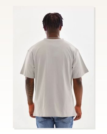 Unisex Salaş Stil Doğal Tonlu Melanj Grisi Oversize Bisiklet Yaka Tişört