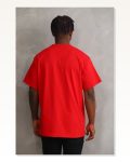 Unisex Salaş Stil Canlı Kırmızı Tonlu Pamuklu Oversize Grafik Tişört Marketplace