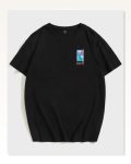 Unisex Kömür Siyahı Minimalist Dokulu Pamuklu Oversize Tişört