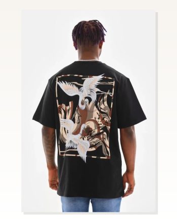 Unisex Gece Siyahı Premium Dokulu Pamuklu Oversize Tişört