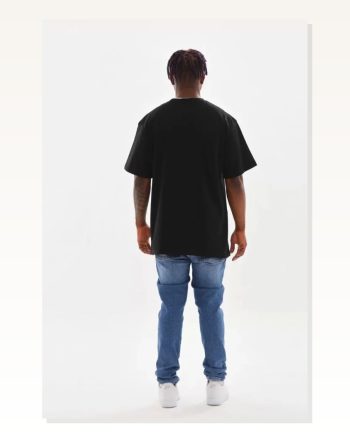 Baskılı Unisex Günlük Stil Vintage Efekt Siyah Pamuklu Oversize Tişört