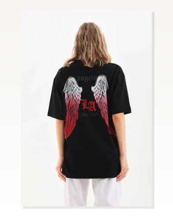 Baskılı Unisex Günlük Stil Karakter Siyah Pamuklu Oversize Tişört