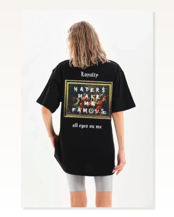Baskılı Unisex Günlük Stil Karakter Siyah Pamuklu Oversize Tişört
