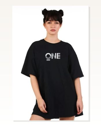 Unisex Günlük Stil Gece Siyahı Ham Dokulu Bisiklet Yaka Oversize Tişört