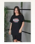 Baskı Detaylı Unisex Günlük Stil Siyah Tipografi Pamuklu Oversize Tişört