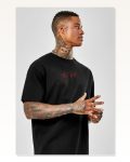 Baskı Detaylı Unisex Günlük Stil Siyah Grafik Pamuklu Oversize Tişört