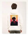 Desenli Kadın Günlük Stil Beyaz Üç İplik Grafik Kapüşonlu Sweatshirt Marketplace