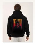 Baskılı Kadın Günlük Stil Siyah Üç İplik Kalın Dokulu Kapüşonlu Sweatshirt Marketplace
