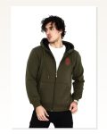 Baskılı Kadın Günlük Stil Haki Yeşil Doğa Temalı Tam Fermuarlı Sweatshirt Marketplace